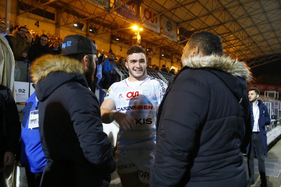 Teddy Baubigny avec les pros, lors du match R92 - Montpellier