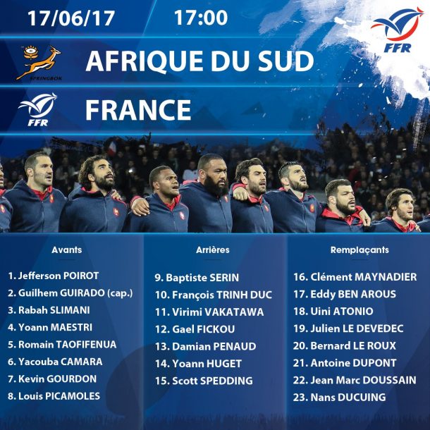 Composition du XV de France pour affronter les Springboks