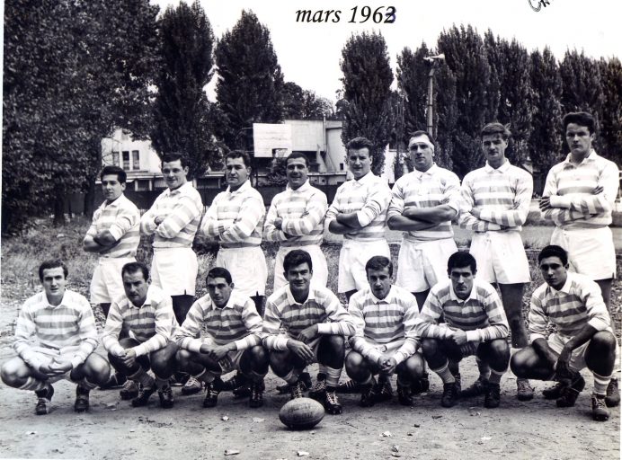 1963 : Rebujeant, Fournier, Comet, Conquet, Paillassa, Bourratiere, Blanc, Cazauboth, Lartigue, Ducamp, Moullian, Debet, Laborde, Bassagaits, Biescas, Premiere, Jean Bouin, Bayonne