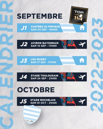 Calendrier Top 14 pour 2022-2023