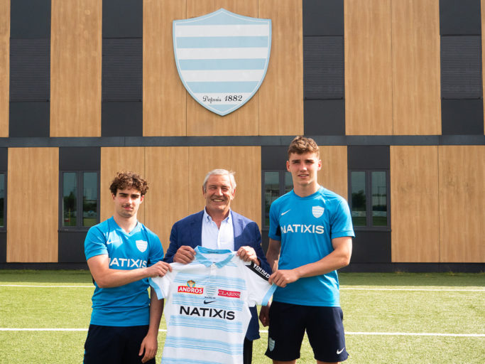 de gauche à droite : Antoine Latrasse, Christophe Mombet (Président du Racing Club de France Rugby), Auguste Albuisson