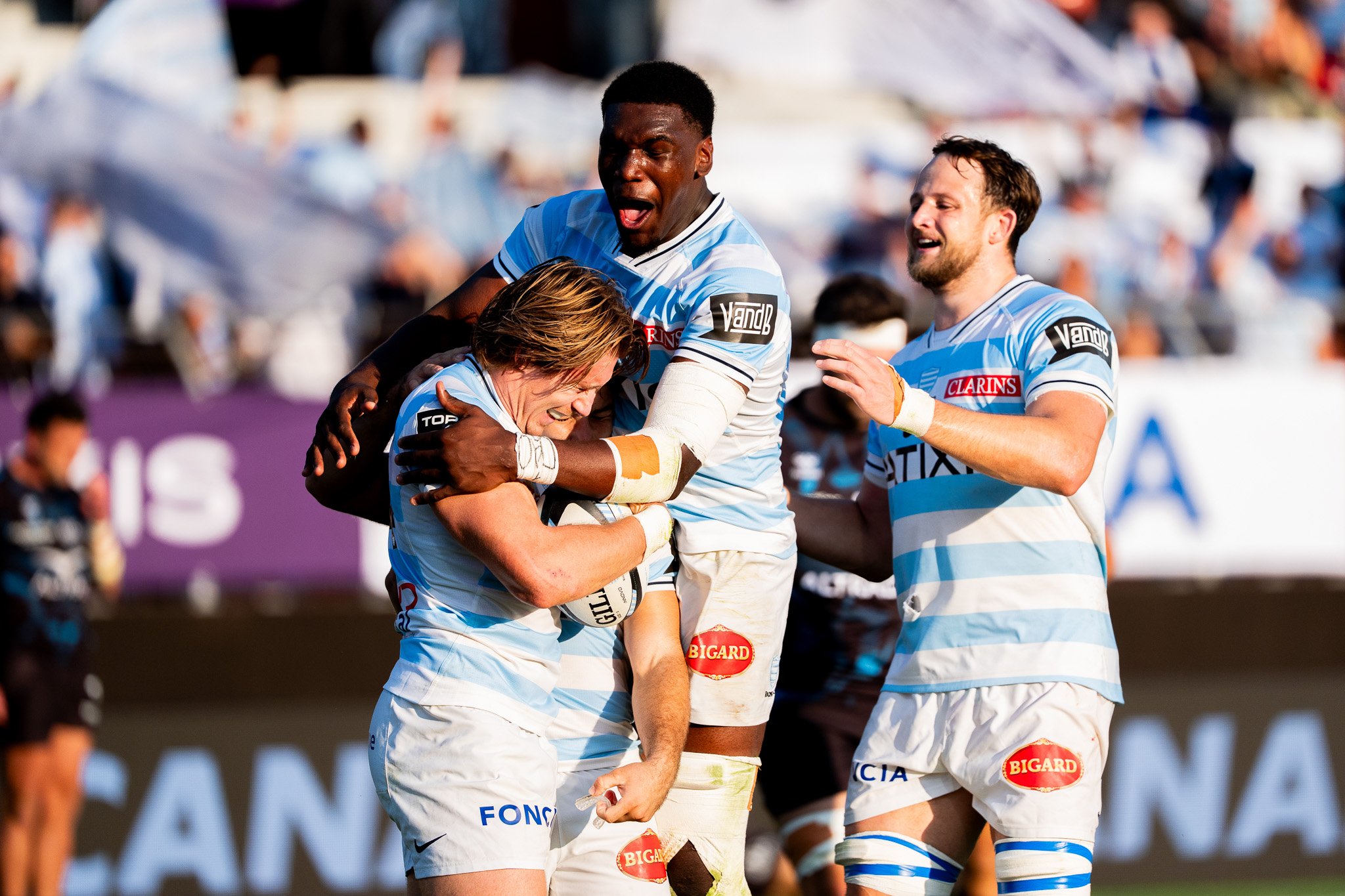 Joueurs du Racing 92 lors du match face à Montpellier à Créteil